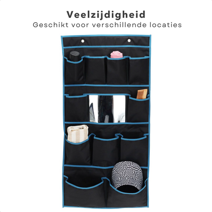 Cheqo® Tentorganizer met Spiegel - Hangorganizer - Hangkast - Ruime Tent Opbergzak - 11 Handige Vakken - Camping Organizer