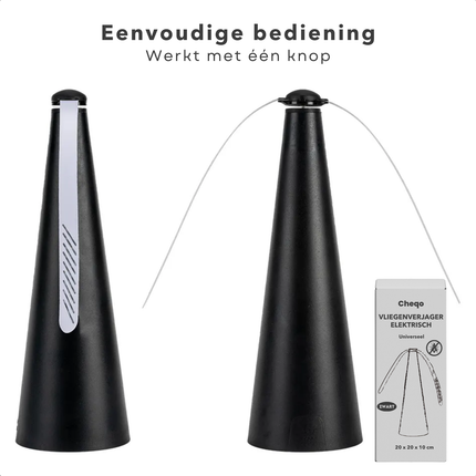 Cheqo® Vliegenverjager Zwart - Repeller - Wespenverjager - Vliegenvanger - Vliegenval - Elektrisch - Voor Tafel en Buiten - Draagbaar en Stijlvol
