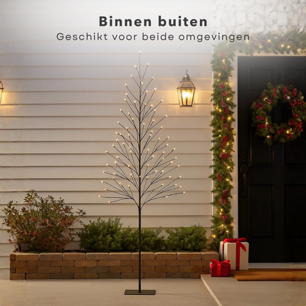 Cheqo® Verlichte Boom - LED Kerstboom- Warm Witte LED Lampjes - Kerstdecoratie Buiten - LED Boom - Spatwaterdicht - Buitenverlichting - Kerstverlichting Met Adapter - 248 LED Lampjes - IP44 - 200cm