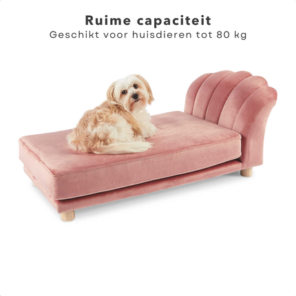 Cheqo® Fluwelen Hondenbank - Dierensofa - Hondenmand - Dierenmand - Huisdierenmand - Luxe Verhoogd Bed - Bank Voor Kleine Honden en Katten - Roze