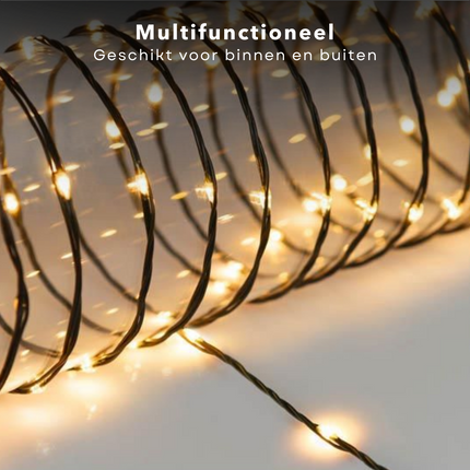 Cheqo® LED Verlichting 120 LED - 9 meter - Extra Warm Wit - Soft Wire - Binnen en Buiten - Energiezuinig - Flexibel Snoer - Adapter Inbegrepen - IP44 - Kerstverlichting voor Kerstbomen - Vensterbanken - Tuinhagen - Sfeerverlichting - Lichtsnoer Kerstboomverlichting