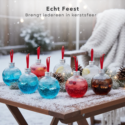 Cheqo® Vulbare Kerstballen - Shotglaasjes Kerst - Drankballen Shotglaasjes - Borrelballen - Kerstversiering - Kerst Decoratie - Party Kerstdecoratie - 100 ml Inhoud - Shotjesballen - Kerstcadeau - Feestelijke Kerstballen