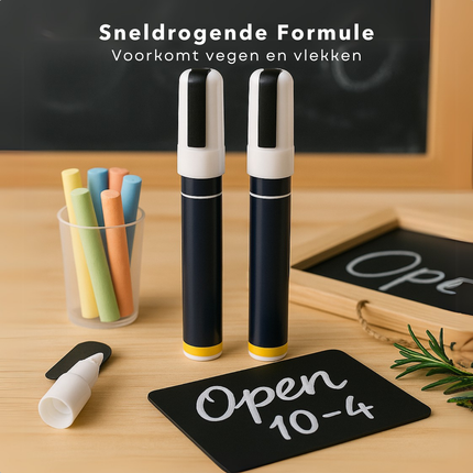 Cheqo® Krijtstiften - Krijt Stift - Krijtbord Stift - Krijt Pen - Krijtbord Pen - Voor Schoolborden en Glas - Uitwisbaar - Set van 2