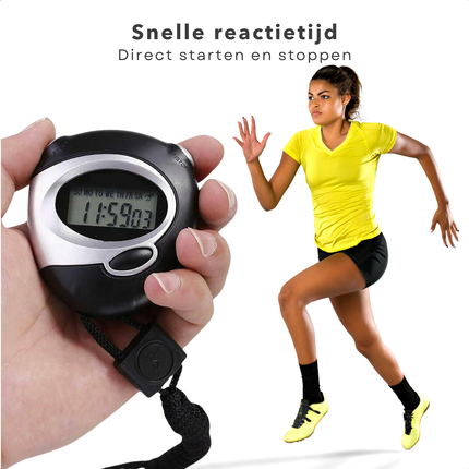 Cheqo® Digitale Stopwatch Sport - Timer - Handklok - Waterdicht - Handige Training - Compact Ontwerp - Inclusief Koord