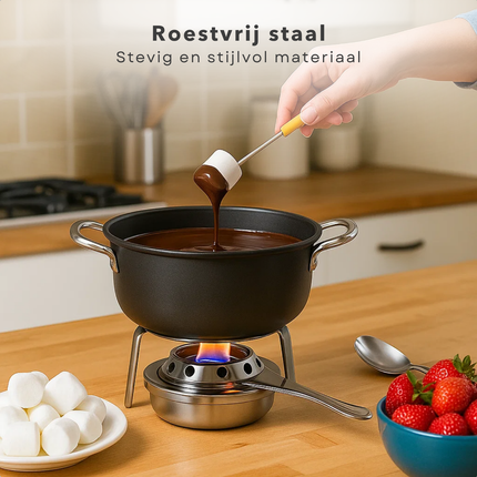 Cheqo® Fondue Pan Brander - Roestvrij Staal - Rvs Brander - Fondue Accessoires - Fondue Brander