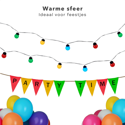 Cheqo® Gekleurde Lichtsnoer - Tuinverlichting - Feestlampjes - Lichtslinger voor Buiten Terras en Camping - 7.5M - Feestverlichting - Sfeerverlichting Buiten