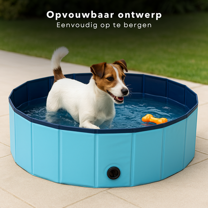 Cheqo® Honden Zwembad - Hondenzwembad Opvouwbaar - Opzetzwembad Huisdier - Hondenbad - Dierenbad - Bad Voor Kleine Honden - Blauw