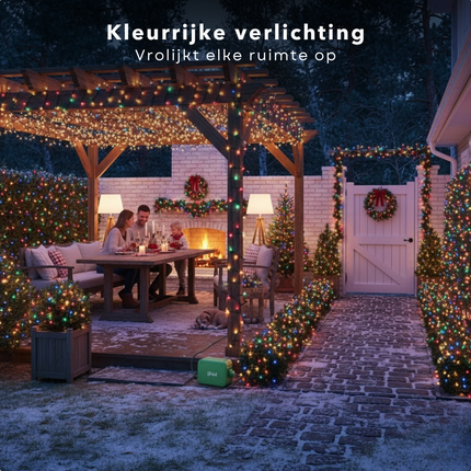 Cheqo® Kerstverlichting Multicolor - LED Lichtsnoer - 720 LED Lampjes - 54 Meter Lengte - Binnen En Buiten - Groen Snoer - IP44 Adapter - Kerstboomverlichting - Feestverlichting - Lichtslinger - Veelkleurig - Kerstlampjes