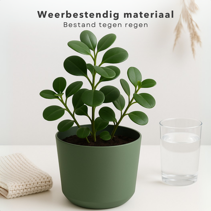 Cheqo® Bloempot Groen - Groene Plantenpot - Plantenbak - Kunststof 20x18 cm - Voor Binnen en Buiten - Ideaal voor Balkon