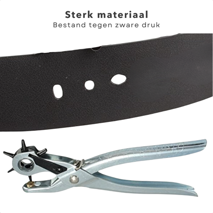 Cheqo® Metalen Gatentang - 20 cm - Gaatjesmaker - Gatenmaker - Gaatjestang voor Riem - Revolvertang - Voor Leerbewerking - Handmatige Precisie