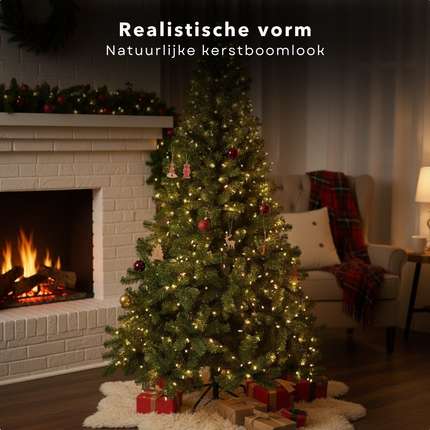 Cheqo® Kunstkerstboom 150 cm - Kerstboom Met Standaard - Volle Kerstboom - 850 Takken - Groene Kunstkerstboom - Herbruikbare Kerstboom - Stabiele Boomstandaard - Gemakkelijk In Elkaar Te Zetten - Natuurlijke Volle Vorm - Kerstdecoratie