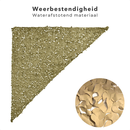 Cheqo® Schaduwdoek Camouflage - Camouflagenet - Camouflage Net - Buitennet - Driehoek 360x360x360cm - Olijfgroen - 210D Polyester - 3x 3.50m Touw - Met Afsluitbare Draagzak