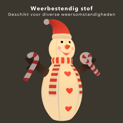 Cheqo® Opblaasbare Sneeuwpop - Sneeuwpop Opblaasbaar - Sneeuwman - 630 cm - Kerstdecoratie Tuin - Oxford Stof