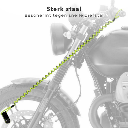 Cheqo® Remschijfslot voor Motor, Fiets & Fatbike Slot - Motorslot - Schijfremslot met Reminder Kabel - Anti-diefstal - Inclusief Kabel - Twee Sleutels