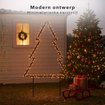 Cheqo® Led Kerstboom - Tuin Kerst Decoratie - Warm Wit - 175 Leds - 8 Lichtfuncties - Automatische Timer - Buitenverlichting - Decoratieve Verlichting - Kerstverlichting - Kerstdecoratie - Tuin Kerstboom Prikspot