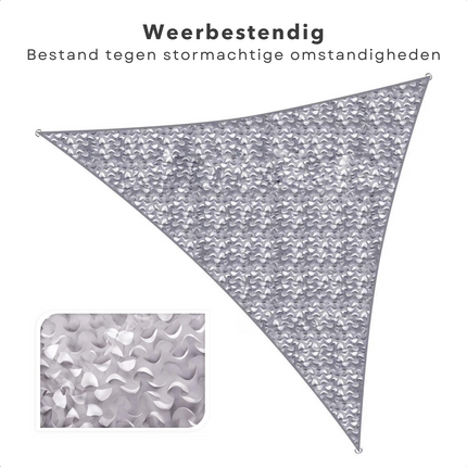 Cheqo® Schaduwdoek Vierkant - Lichtgrijs - Waterafstotend Polyester 100% - 4 x 2.30 m Touw - Met Draagzak - 500x500 cm