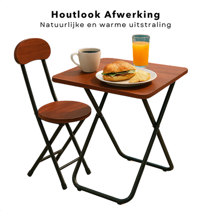 Cheqo® Universele Tafel Set met Stoel - Bureau - Eettafel - Kindertafel - Klaptafel Met Stoel - Ideaal voor Kinderen - Kinderkamer - MDF - Bruin
