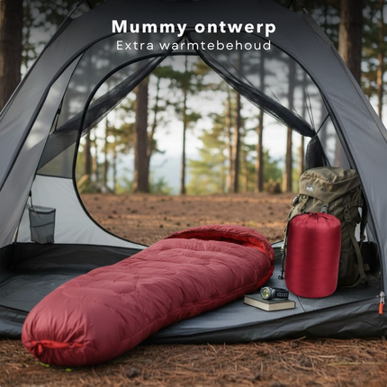 Cheqo® Mummy Slaapzak - Slaapzak Volwassenen - Zomerslaapzak - Lente Slaapzak - Slaapzak Met Capuchon - Lichtgewicht Slaapzak - Compacte Slaapzak - Slaapzak Camping - Slaapzak Festival