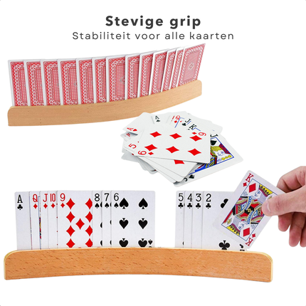 Cheqo® Houten Kaartenhouder - Kaarthouder - Speelkaarthouder - Kaarthouders - Ideaal voor Spelkaarten - Handige Houten Houder