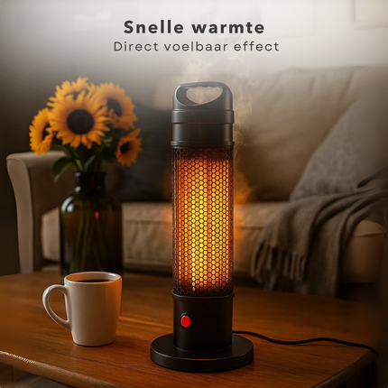 Cheqo® Infrarood Terrasverwarmer - Elektrische Heater - Infrarood Verwarming - Staande Heater - IP44 Spatwaterdicht - Binnen En Buiten Gebruik - Draagbare Verwarming - Kantelbeveiliging - Stof- En Waterbestendig - Hittebestendig Gaaswerk