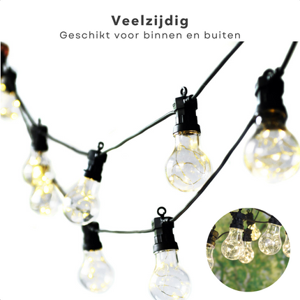 Cheqo® Feestverlichting Op Batterijen - 8 Lampen - 40 LED - Warm Wit - 4.50m - Timer Functie - Binnen en Buiten Gebruik - Lichtsnoer - Tuinverlichting