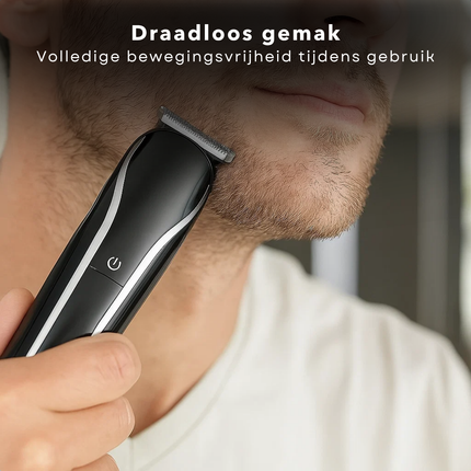 Cheqo® Alles-in-1 Trimmer Set – Tondeuse Set - Oplaadbare Haartrimmer 600mAh – Baardtrimmer – Precisietrimmer – Lichaamstrimmer – Neus- en Oorhaartrimmer – Scheerkop – USB – Grooming Kit – 4 Opzetkammen