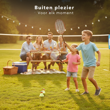 Cheqo® Mini Badmintonset - Badmintonset Kinderen - Badmintonset Vanaf 3 Jaar - Badmintonset 2 Spelers - Badmintonset met Shuttles - Badmintonset met Rackets - Badminton Set met Hoes