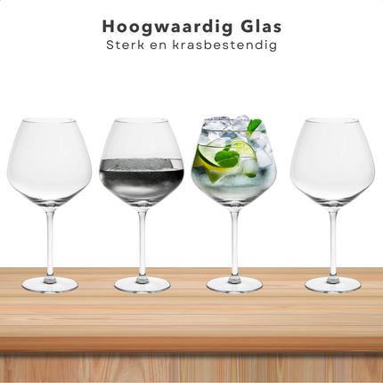 Cheqo® Gin Tonic Glazen Set - Cocktailglas Set - Cocktail Glazen - 730ml - Luxe Cocktailglazen - Set van 4 - Glas