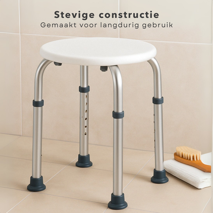 Cheqo® Douchekruk Verstelbaar - Douche Stoel - Douchestoel - Anti-Slip - Badkamer Kruk - Aluminium - 150 kg