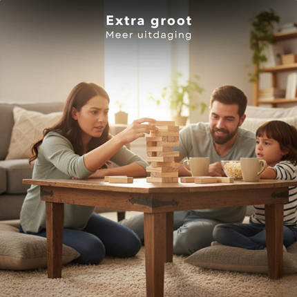 Cheqo® Stapeltoren Spel - Houten Stapeltoren - Stapeltoren - Toren Spel - Houten Toren Spel - Wiebeltoren Spel - Tuimeltoren Spel - Stapelspel - Houten Stapelspel - Reuzen Toren Spel - Reuzen Stapeltoren