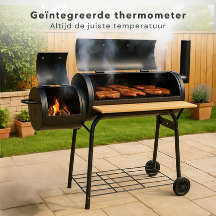 Cheqo® Houtskool Barbecue - BBQ - Smoker Barbecue Grill - Rookoven - 2-in-1 Barbecue en Smoker - Houtskool