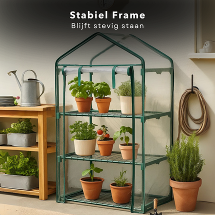 Cheqo® Kweekkas - Compacte Broeikas - Plantenkas Metalen Frame - Foliekas - Kas - Broeikas - Kas voor Moestuin - Compacte Tuinkas - Waterdicht