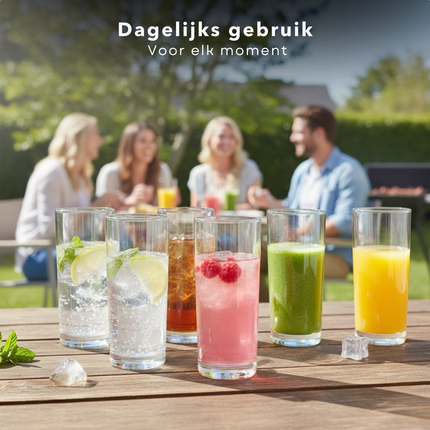 Cheqo® Longdrinkglazen Set - Longdrinkglazen - Longdrink Glazen - Drinkglazen Set - Drinkglazen - Waterglazen Set - Waterglazen - Longdrinkglazen Set 6 - Longdrinkglazen Transparant - Transparante Drinkglazen