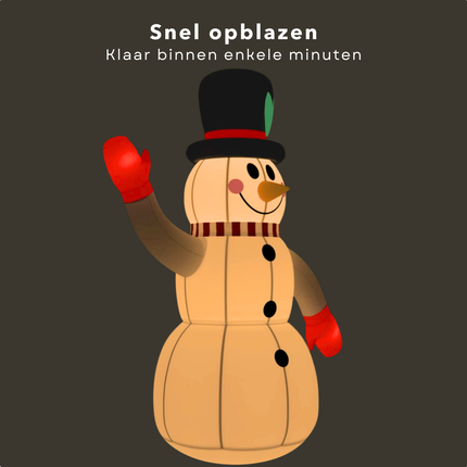 Cheqo® Opblaasbare Sneeuwpop - Sneeuwpop Opblaasbaar - Sneeuwman - 300 cm - Kerstdecoratie Buiten - Weerbestendig Oxford Stof