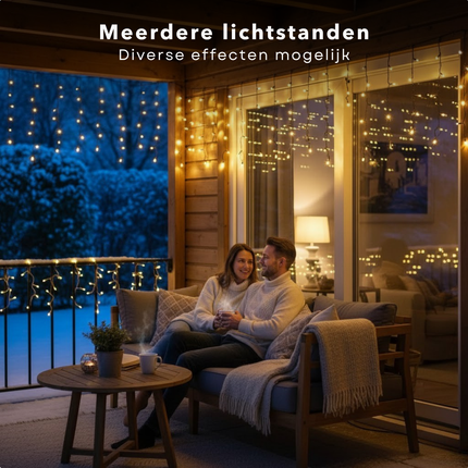 Cheqo® Ijspegel Verlichting - Ijspegelverlichting Buiten - 12 Meter - 360 LED - Warm Wit - Timer Functie - Lichtfuncties - Lichtnet - Kerstlampjes Met Geheugen - IP44 - Buiten Kerstverlichting - Verlichte Lengte