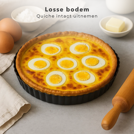 Cheqo® Quichevorm - Losse Bodem Quichevorm - Quichevorm Ovenschaal - Quichevorm Rond - Quichevorm - Bakvorm - Quiche Bakvorm - Quiche Vorm - Quichevorm Bakvorm - Quichevorm Voor Oven