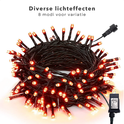 Cheqo® Kerstverlichting - Kerstboomverlichting - Kerstlampjes - Sfeerverlichting - LED Verlichting - Voor Binnen en Buiten - Tuinverlichting - Feestverlichting - Lichtsnoer - Rood - 6M -  80 LED's - Timer - 8 Lichtfuncties Kerstboomverlichting