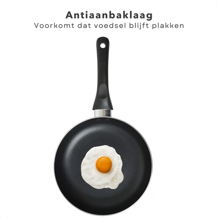 Cheqo® Aluminium Koekenpan 26 cm - Bakpan - Zwart - Geschikt voor Gas, Keramisch en Halogeen