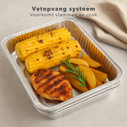 Cheqo® BBQ Grillschalen Aluminium - BBQ Bakjes - Barbecue Grillschaal - Set van 4 - Vetopvang BBQ - Wegwerp BBQ Schaal