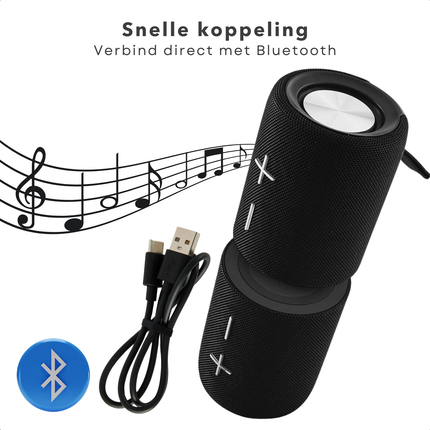 Cheqo® Magnetische Dual Bluetooth Speaker - Draadloze Speaker - Draadloos & Compact - Krachtig Geluid - Zwart