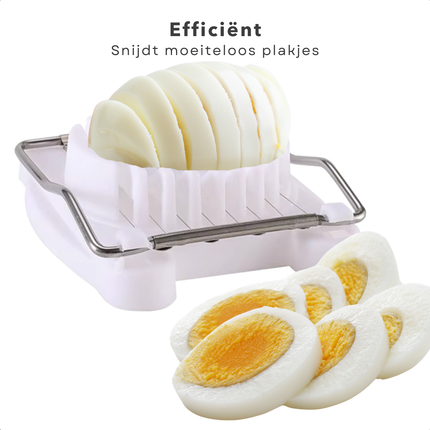 Cheqo® Eiersnijder RVS - Ei Snijder - Eisnijder - Perfect voor Plakken - 8x10x3 cm - Wit Keukenhulp
