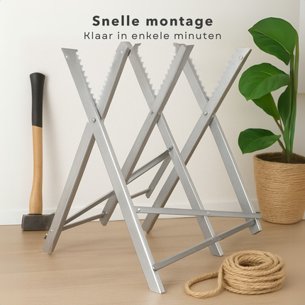 Cheqo® Zaagbok - Zaagstandaard Verstelbaar - Zaagblok - Gegalvaniseerd Staal - Voor Stammen tot 30 cm