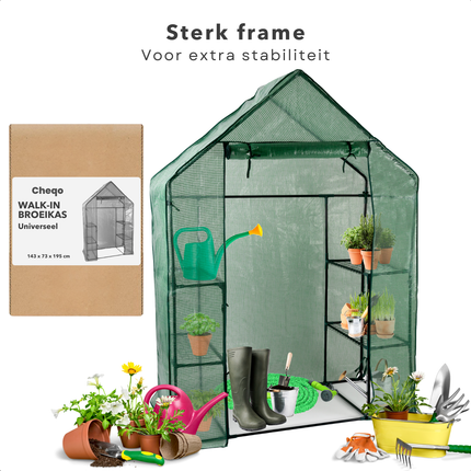 Cheqo® Broeikas - Compacte Tuinkas voor Groente Kweken - Foliekas - Moestuin - Weerbestendige Plantenkas - Kweekkas