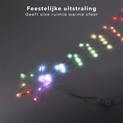 Cheqo® Verlichte Kerstster - Kerst Ster - Lichtgevende Ster - Kerstverlichting - Kerstboomverlichting - Lichtsnoer - Kerstlampjes - Kerstlichtjes - 165 cm RGB LED - Voor Binnen en Buiten - Met Afstandsbediening