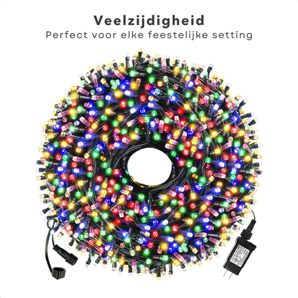 Cheqo®  Kerstverlichting - Kerstboomverlichting - Kerstlampjes - Microcluster - 700 LED - 14M -  Voor Binnen en Buiten - Timer - Veelkleurig - 8 Lichtfuncties - Lang Snoer - Multicolor - Gekleurde Kerstverlichting - Sfeerverlichting - Feestverlichting Kerstboomverlichting