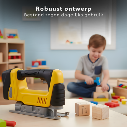 Cheqo® Speelgoed Zaagmachine - Zaag Machine Met Licht - Zaagmachine Met Geluid - ABS Materiaal - Werkt Op Batterijen - Licht En Geluid - Kindergereedschap - Speelgoed Gereedschap - Realistisch Geluid - Speelgoed Zaag