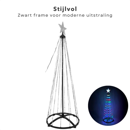 Cheqo® LED Vlaggenmast Kerstboom Verlichting - Kerstverlichting voor Buiten - 300cm - RGB Verlichting - 550 LED - Buitenverlichting