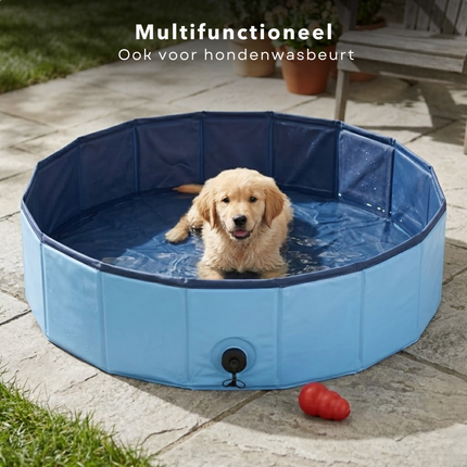 Cheqo® Hondenzwembad - Zwembad Voor Honden - Hondenbad - Honden Zwembad Opvouwbaar - Zwembad Voor Huisdieren - Dierenzwembad - Blauw Hondenzwembad - Hondenzwembad Middelgrote Honden