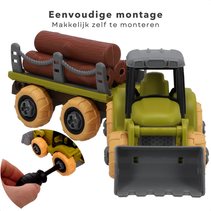 Cheqo® Speelgoed Tractor Met Aanhanger - Speelgoedtractor - Tractor met Aanhangwagen - Kunststof