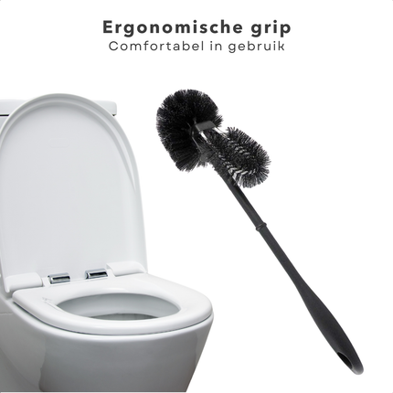Cheqo® Luxe Toiletborstel Zwart - Randreiniger - WC Borstel - Kunststof - Hygiënisch